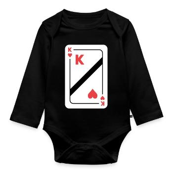 Heart King Playing Card Poker Card - Organic Longsleeve Baby Bodysuit - black - Front