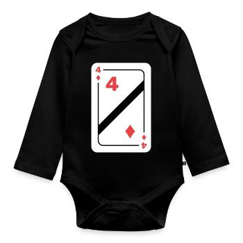 Diamonds Four Playing Card Poker Card - Body Bébé bio manches longues - noir - Devant