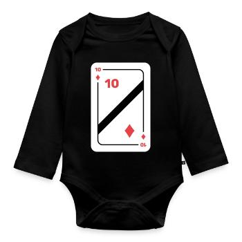 Karo Zehn Spielkarte Pokerkarte - Baby Bio-Langarm-Body - Schwarz - Vorne
