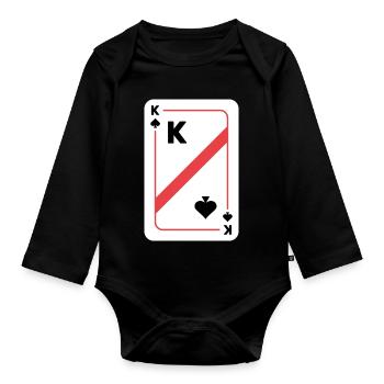 King of Spades playing card poker card - Organic Longsleeve Baby Bodysuit - black - Front