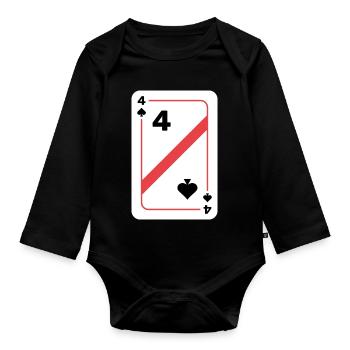 Four Spades Playing Card Poker Card - Organic Longsleeve Baby Bodysuit - black - Front