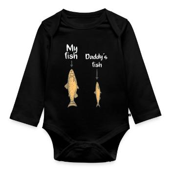 My fish, Daddy´s fish - Baby Bio-Langarm-Body - Schwarz - Vorne