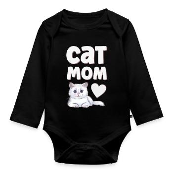 Katze Katzen - Baby Bio-Langarm-Body - Schwarz - Vorne