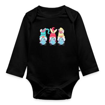 Süße Gnome Osterei Jagd - Baby Bio-Langarm-Body - Schwarz - Vorne