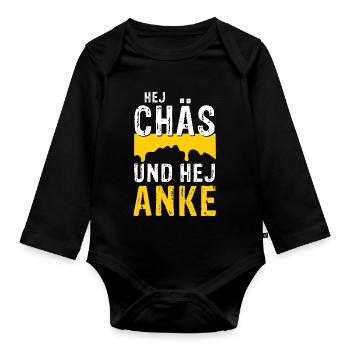 Hej Chäs und hej Anke - Baby Bio-Langarm-Body - Schwarz - Vorne