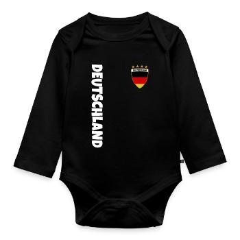 Fußball Deutschland EM 2024 Meister - Baby Bio-Langarm-Body - Schwarz - Vorne