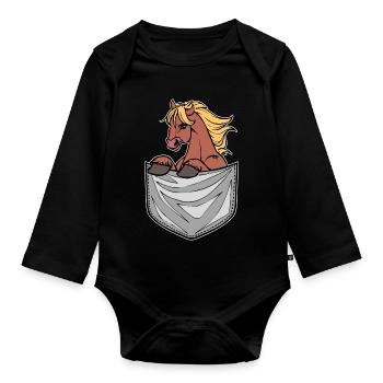 Chevaux islandais Cheval Amour Chevaux Fan de chevaux - Body Bébé bio manches longues - noir - Devant