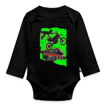 Motocross Stunt - Baby Bio-Langarm-Body - Schwarz - Vorne