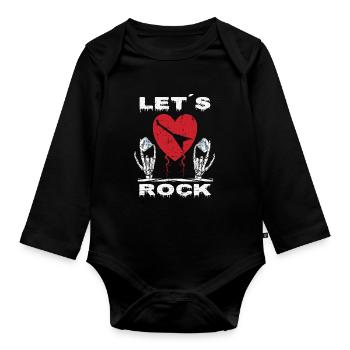 Lass uns Rocken - Baby Bio-Langarm-Body - Schwarz - Vorne