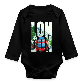 LONDON - Organic Longsleeve Baby Bodysuit - black - Front