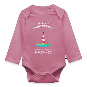 Leuchtturm Westerheversand, Nordsee, Deutschland - Baby Bio-Langarm-Body - Mauve - Vorne