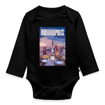 Indianapolis skyline at Monument Circle - Organic Longsleeve Baby Bodysuit - black - Front
