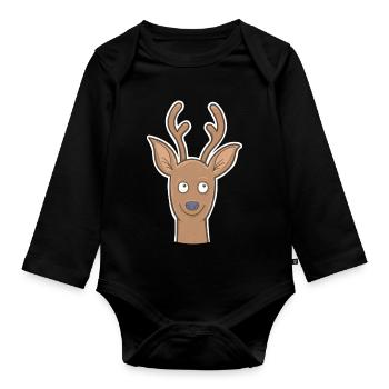 Rehbock - Baby Bio-Langarm-Body - Schwarz - Vorne