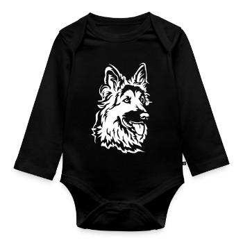 German Shepherd Head "Black Edition" - Organic Longsleeve Baby Bodysuit - black - Front
