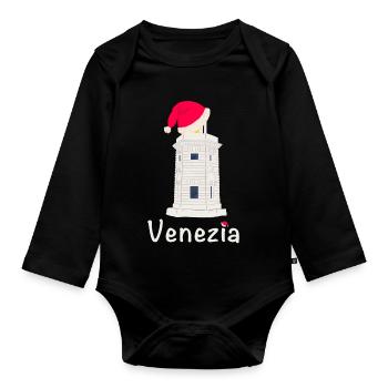 Christmas Venice Lighthouse SanGiorgio Maggiore - Organic Longsleeve Baby Bodysuit - black - Front