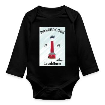 Wangerooge, Vieux phare, Mer du Nord, Affiche - Body Bébé bio manches longues - noir - Devant