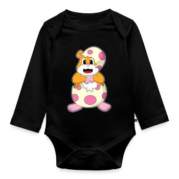 Hamster Eggshell - Organic Longsleeve Baby Bodysuit - black - Front