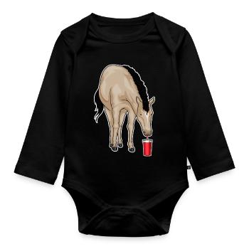 Pferd Becher to go - Baby Bio-Langarm-Body - Schwarz - Vorne