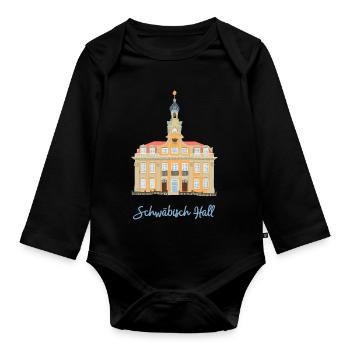 Schwäbisch Hall, barockes Rathaus, Süddeutschland - Baby Bio-Langarm-Body - Schwarz - Vorne