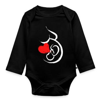 Grossesse Bébé Coeur Bébé Ventre Grossesse - Body Bébé bio manches longues - noir - Devant