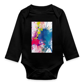 Des éclaboussures de couleur. Peinture - Body Bébé bio manches longues - noir - Devant