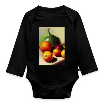 Früchte - Baby Bio-Langarm-Body - Schwarz - Vorne