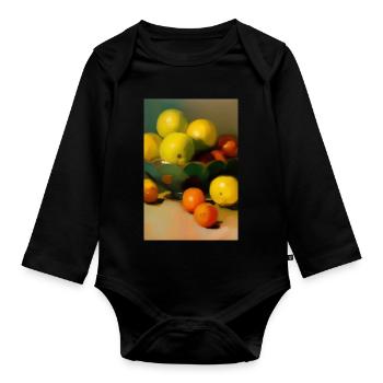 Fruit - Organic Longsleeve Baby Bodysuit - black - Front