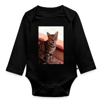 Katze  - Baby Bio-Langarm-Body - Schwarz - Vorne