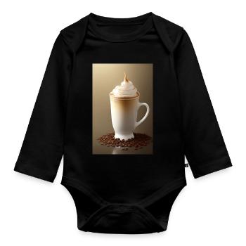 Coffee, coffee beans - Organic Longsleeve Baby Bodysuit - black - Front