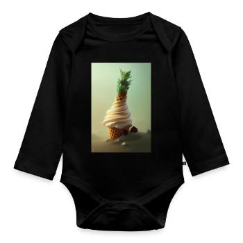 Eiscreme - Baby Bio-Langarm-Body - Schwarz - Vorne
