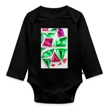 Gemstones - Organic Longsleeve Baby Bodysuit - black - Front