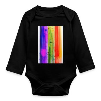 Splashes of paint - Organic Longsleeve Baby Bodysuit - black - Front