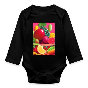 Früchte - Baby Bio-Langarm-Body - Schwarz - Vorne