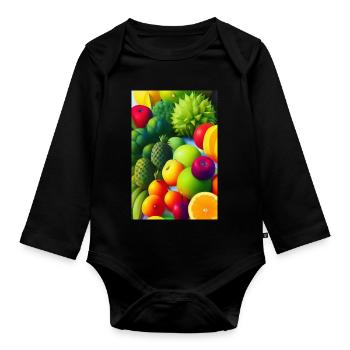 Früchte - Baby Bio-Langarm-Body - Schwarz - Vorne