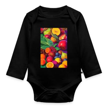 Früchte - Baby Bio-Langarm-Body - Schwarz - Vorne
