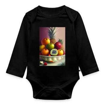 Früchte - Baby Bio-Langarm-Body - Schwarz - Vorne