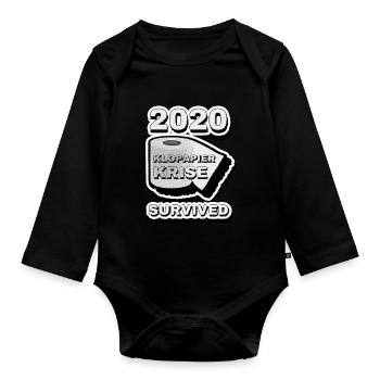 2020 Klopapier Krise Überlebt - Baby Bio-Langarm-Body - Schwarz - Vorne