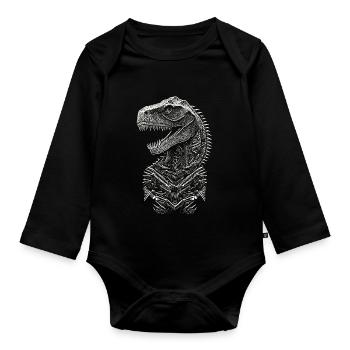 Portrait of a T-Rex Dinosaur - Organic Longsleeve Baby Bodysuit - black - Front