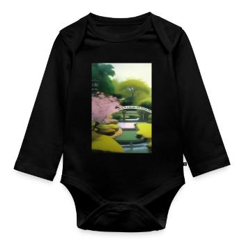 Chinesischer Zen Garten - Baby Bio-Langarm-Body - Schwarz - Vorne