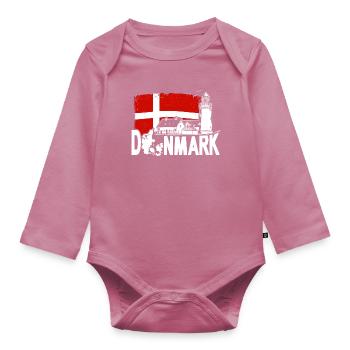 Denmark Bovbjerg Fyr Lighthouse Holiday - Organic Longsleeve Baby Bodysuit - mauve - Front