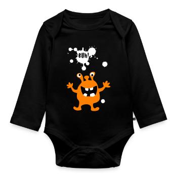 Monster Buh Zombie Comic Kreatur Kinder Halloween - Baby Bio-Langarm-Body - Schwarz - Vorne