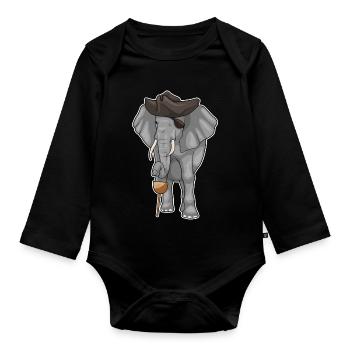 Elefant Pirat Holzbein Augenklappe - Baby Bio-Langarm-Body - Schwarz - Vorne