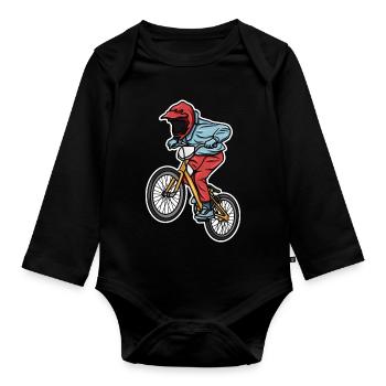 Lustiger BMX Junge - Baby Bio-Langarm-Body - Schwarz - Vorne
