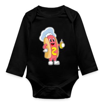 Hotdog Koch Senf Kochen - Baby Bio-Langarm-Body - Schwarz - Vorne