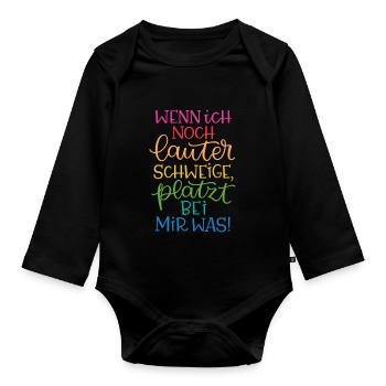 Lauter Schweigen Regenbogen - Baby Bio-Langarm-Body - Schwarz - Vorne