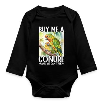 Achetez-moi une perruche et nous pourrons parler Conure - Body Bébé bio manches longues - noir - Devant