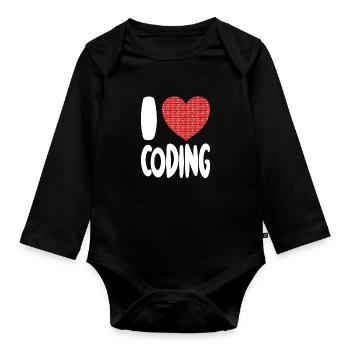 I Love Coding - Programmeur T-shirt - Body Bébé bio manches longues - noir - Devant