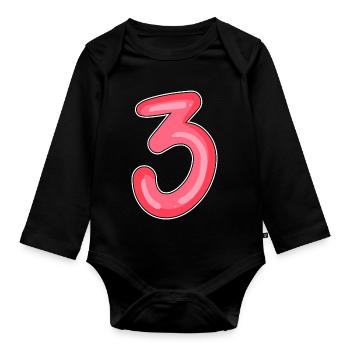 3 - Drei - Baby Bio-Langarm-Body - Schwarz - Vorne