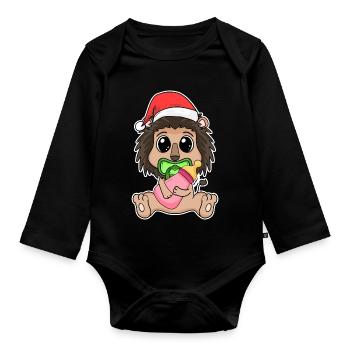 Noël Bébé Lion - Body Bébé bio manches longues - noir - Devant