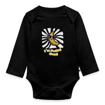 Funny banana with I ́m peeling good! - Organic Longsleeve Baby Bodysuit - black - Front